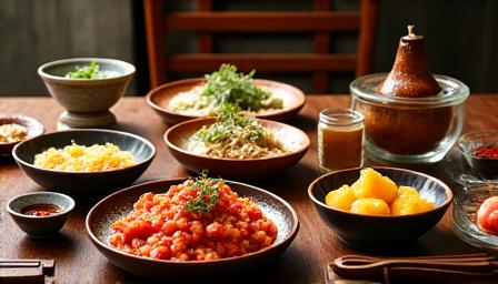 안동 하회마을 전통 한옥에서 맛있는 한정식을 먹는 모습