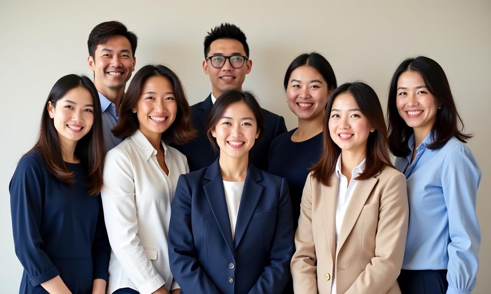 밝은 미소로 카메라를 바라보는 그림자 속 빛 팀원들 단체 사진